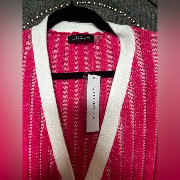 Pink Ribbed V-Neck Long Sleeve Dress - Picture 6 of 8